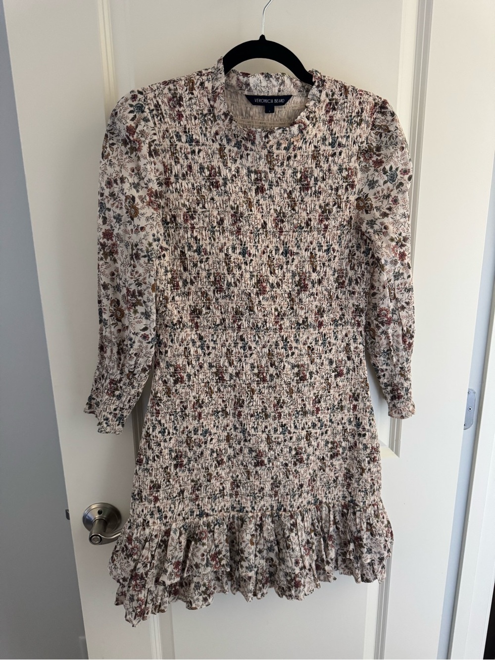 Veronica Beard Farha Floral Smocked Mini Bodycon Dress | Size 4 - Picture 4 of 7